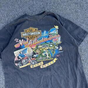 Vintage 1980s Harley Davidson Faded Graphic Black Single Stitch Made in USA Tee